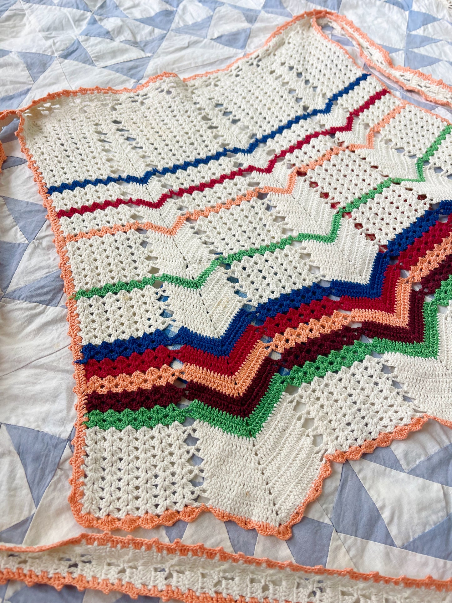 Vintage Crochet Apron with Lovely Patches