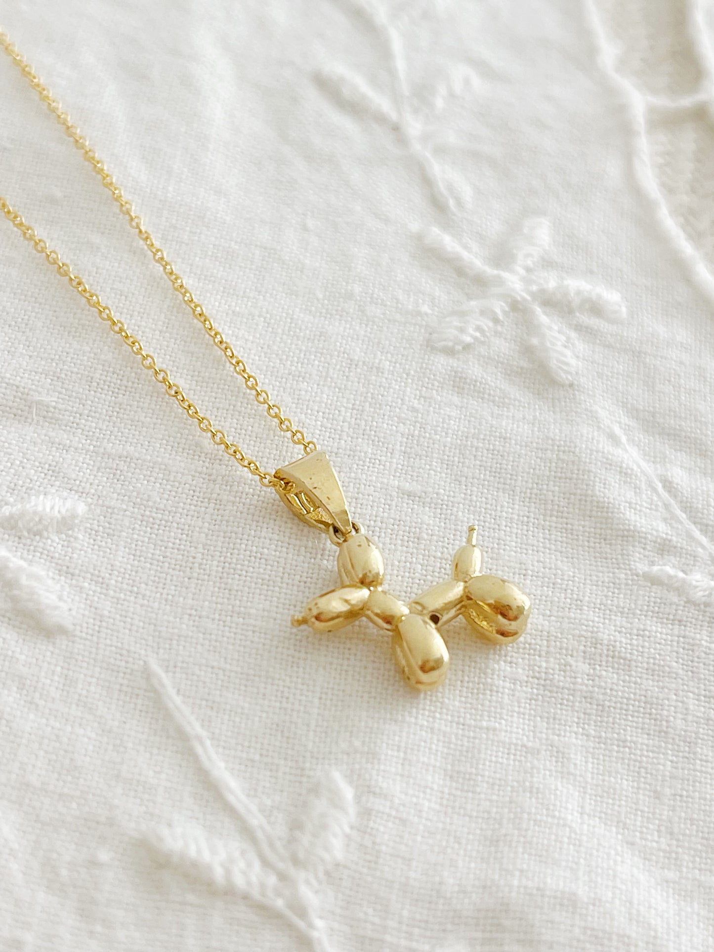 14k Solid Gold Balloon Dog Necklace. So Cute!