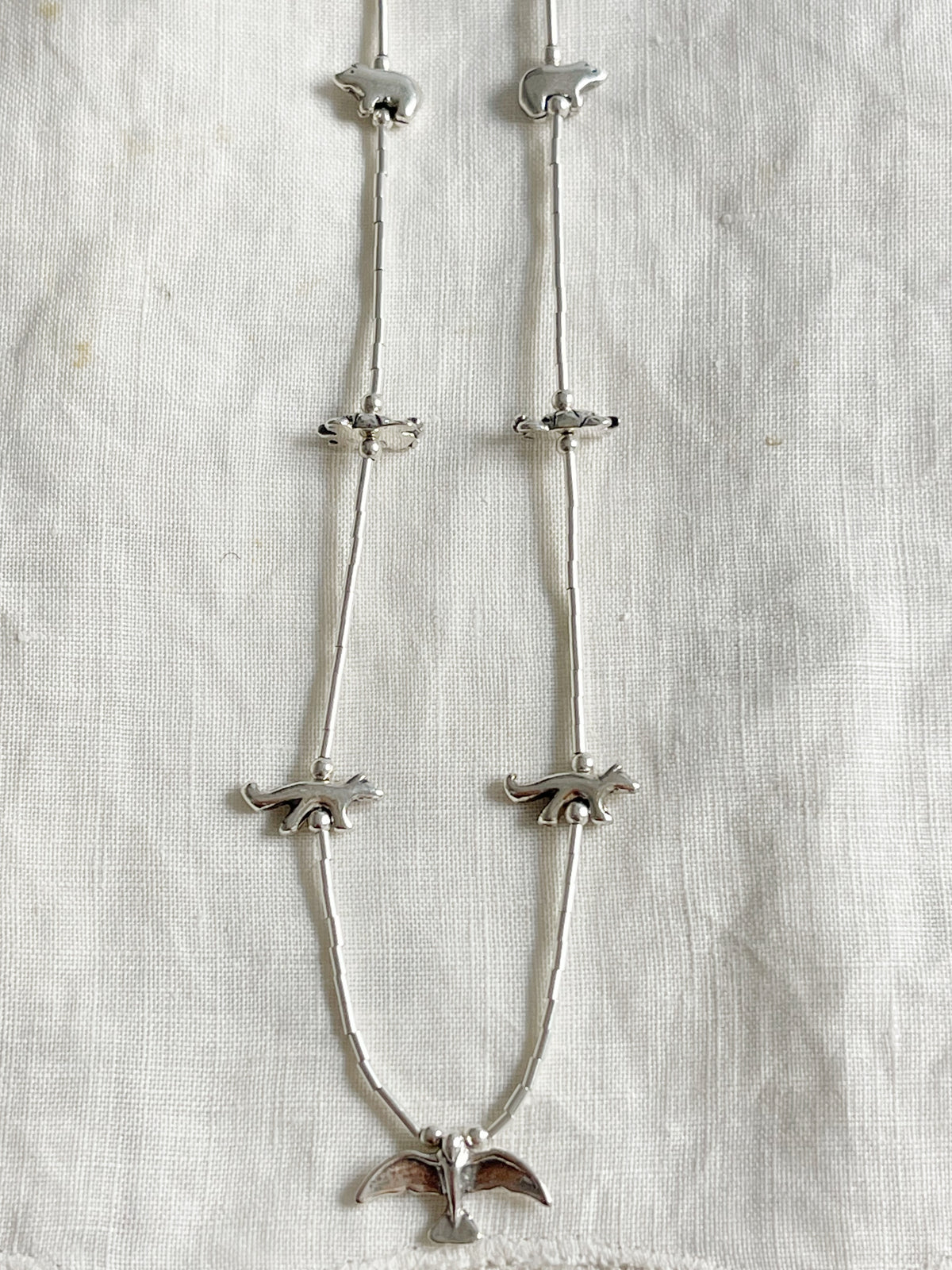 Zuni Silver Animal Fetishes Necklace (Long)
