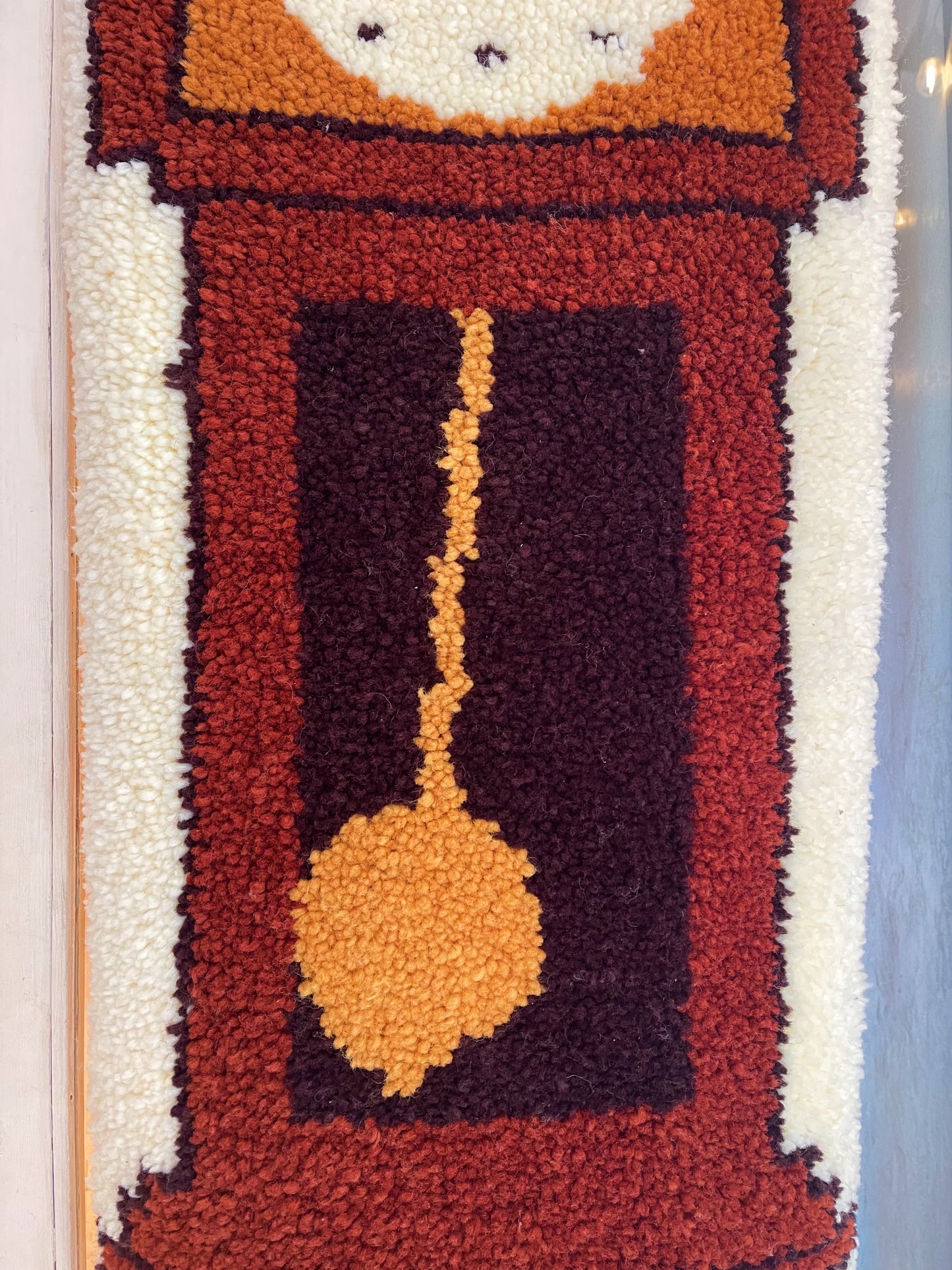 Vintage Grandfather's Clock Latch Hook Rug