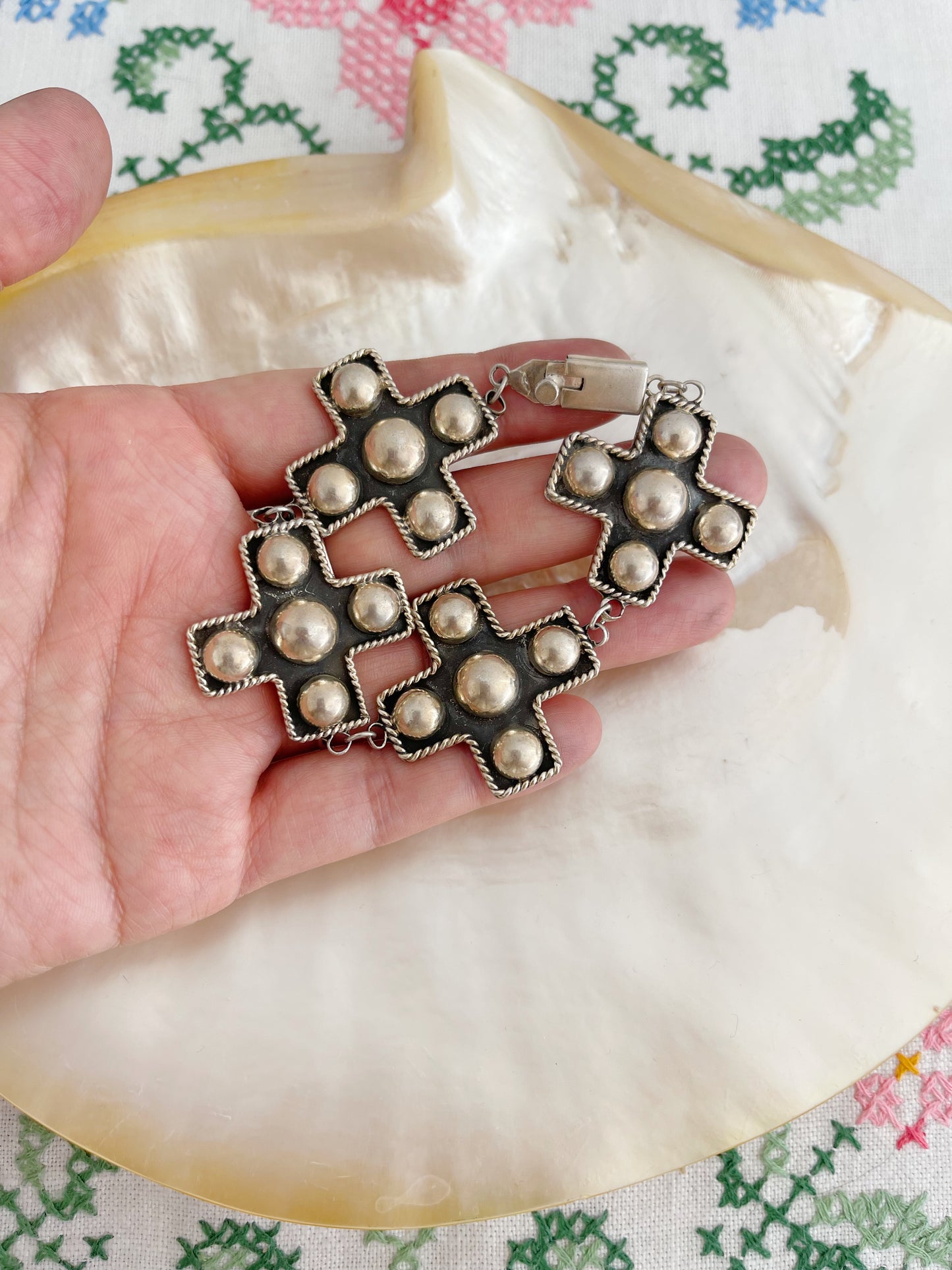 1970’s Silver Four Cross Bracelet.