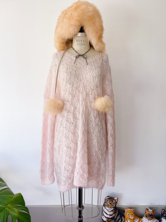 Lame Pink Long Knit Sweater