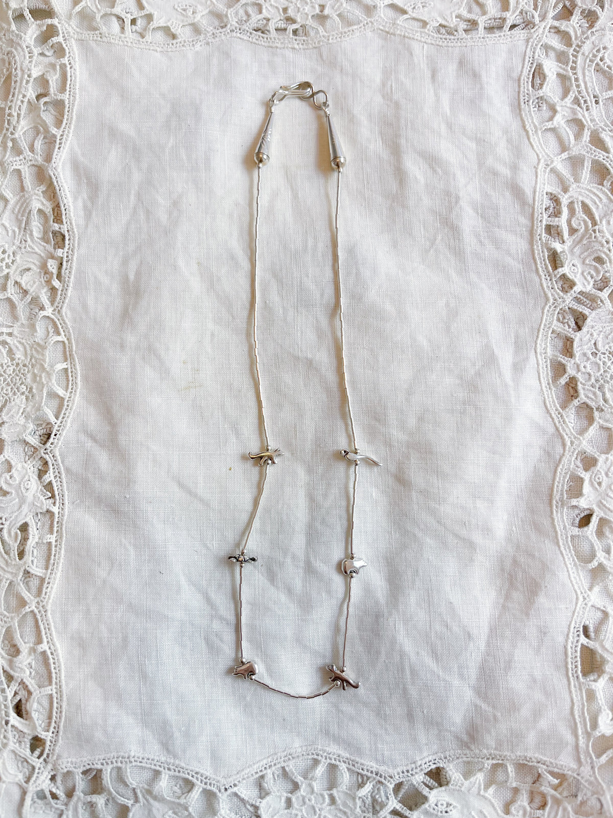 Zuni Silver Animal Fetishes Necklace (Short)