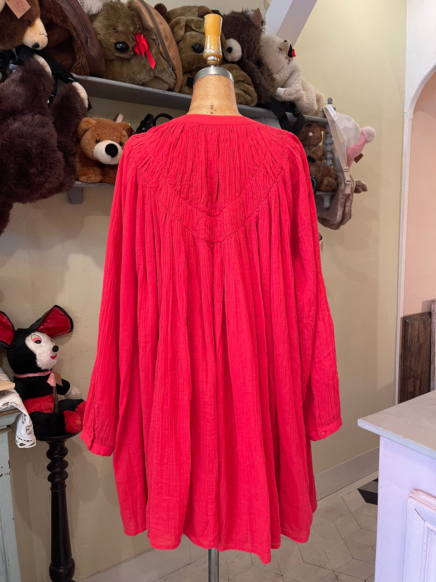 Vintage Cotton Red Tunic Dress