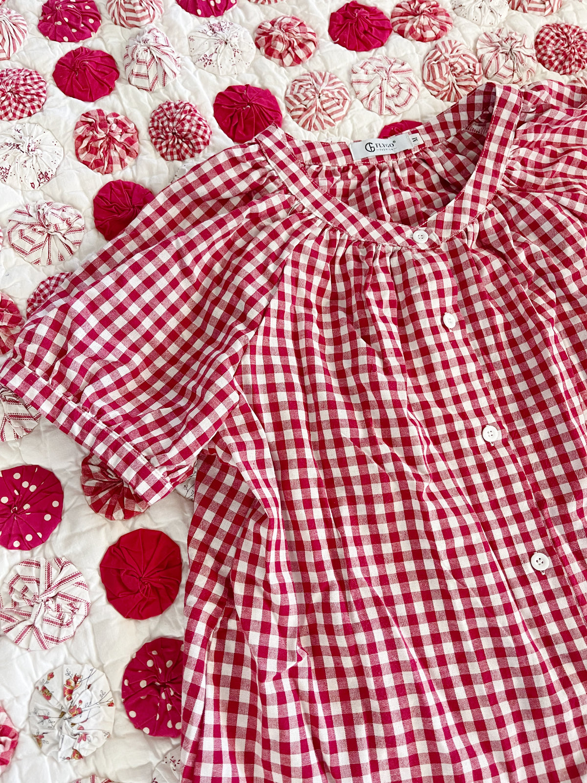 Red Color Gingham Checked Setup
