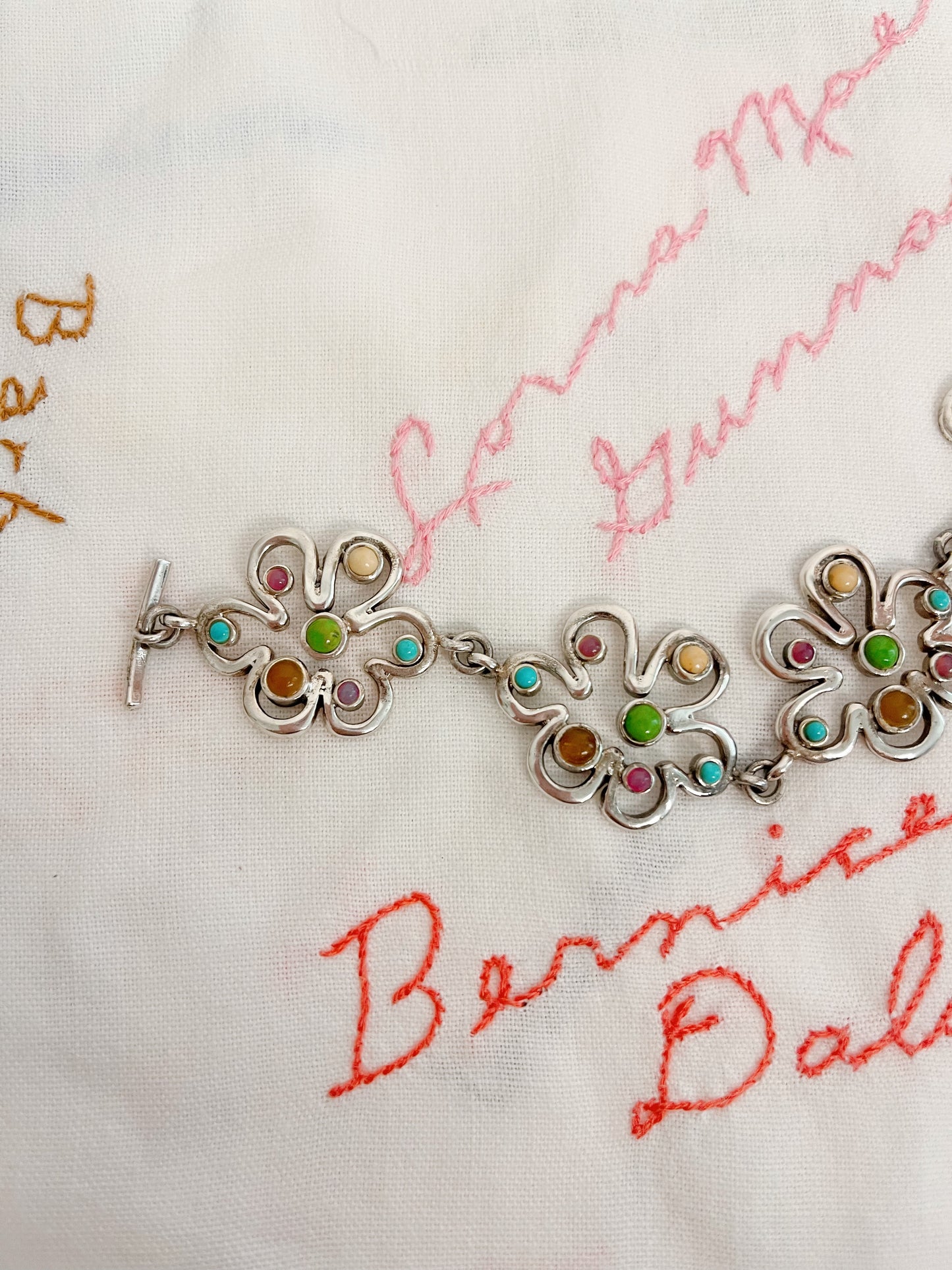 Vintage Flower Unique Silver Bracelet and Pierce