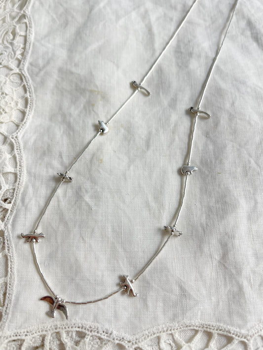 Zuni Silver Animal Fetishes Necklace (Long)