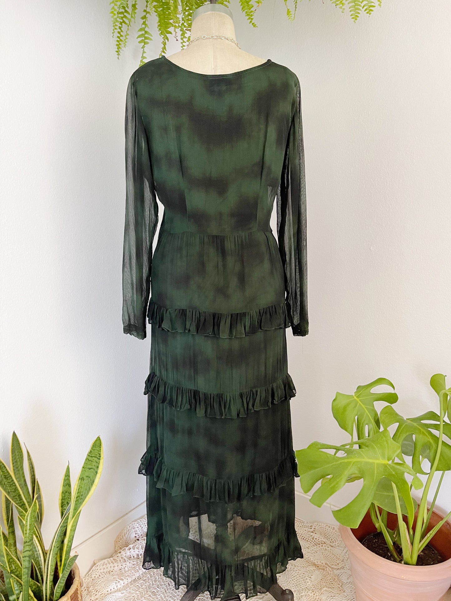 1990’s Moss Green Sheer Long Dress.