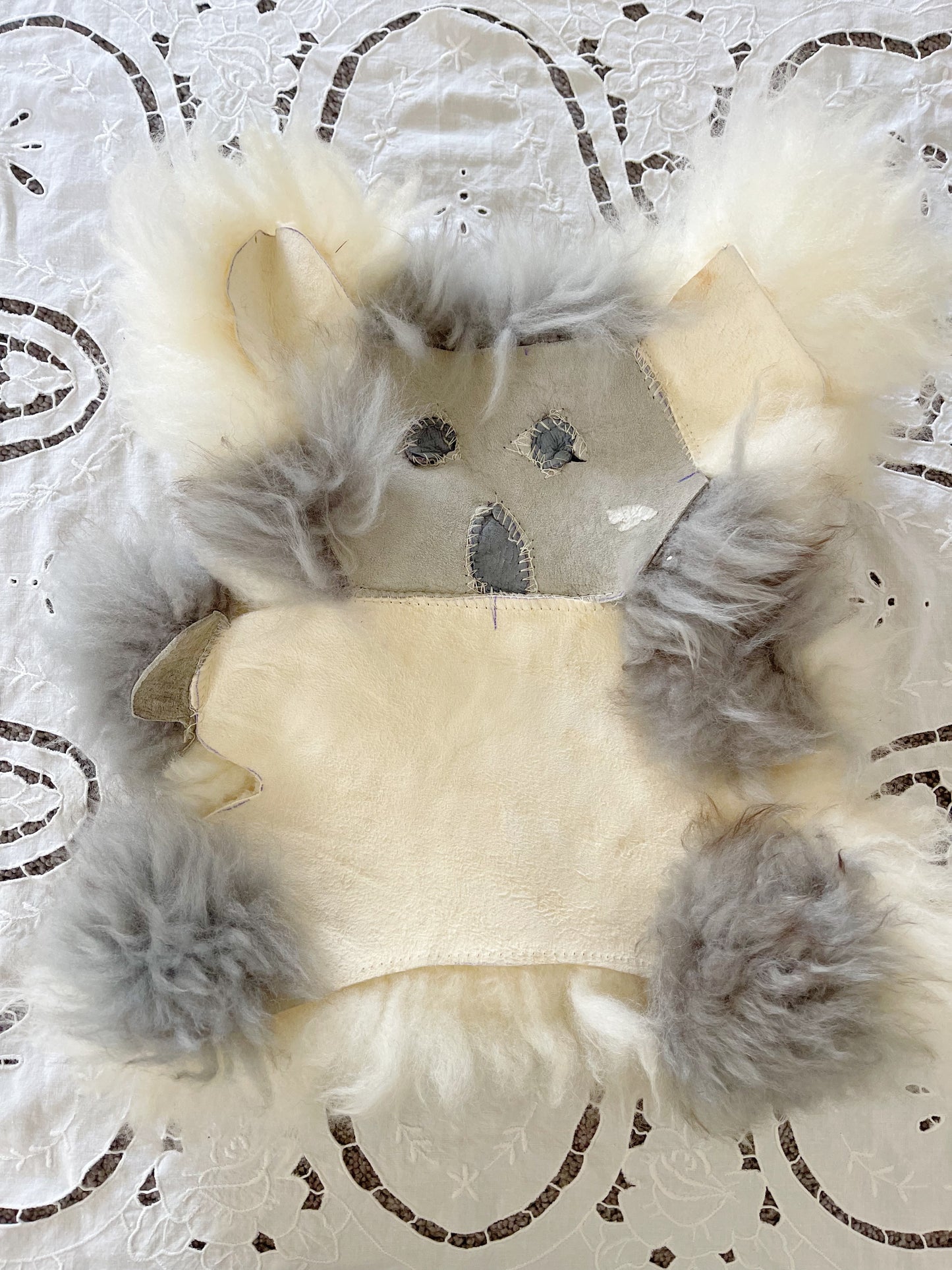 Vintage Sheep Skin Fur Koala Tiny Rug.