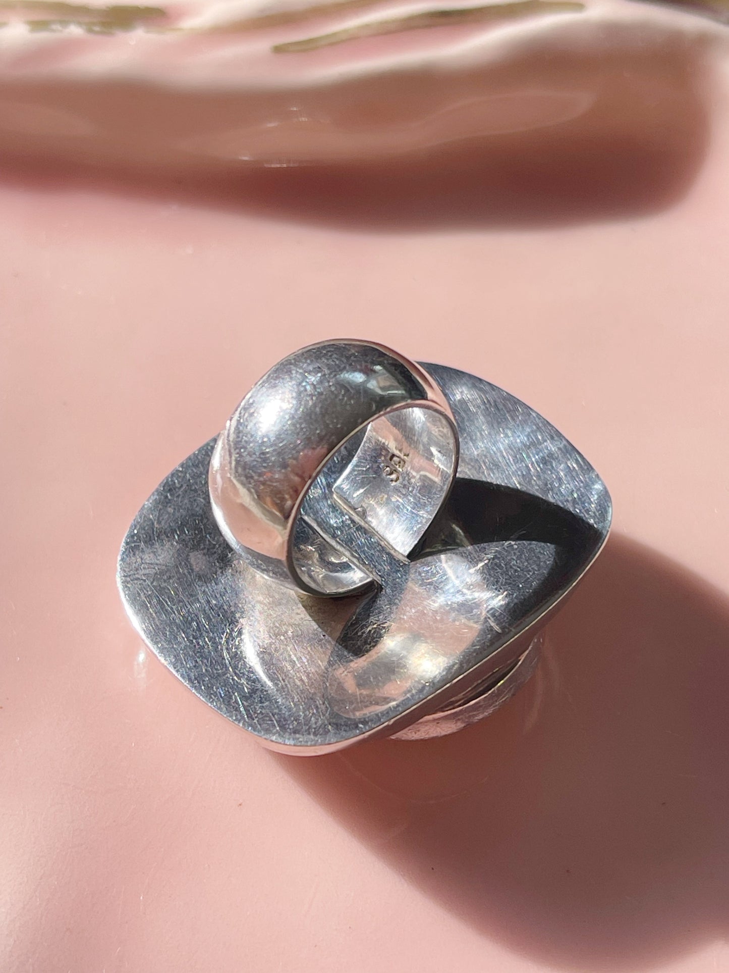 Vintage Modernist Silver Huge Ring