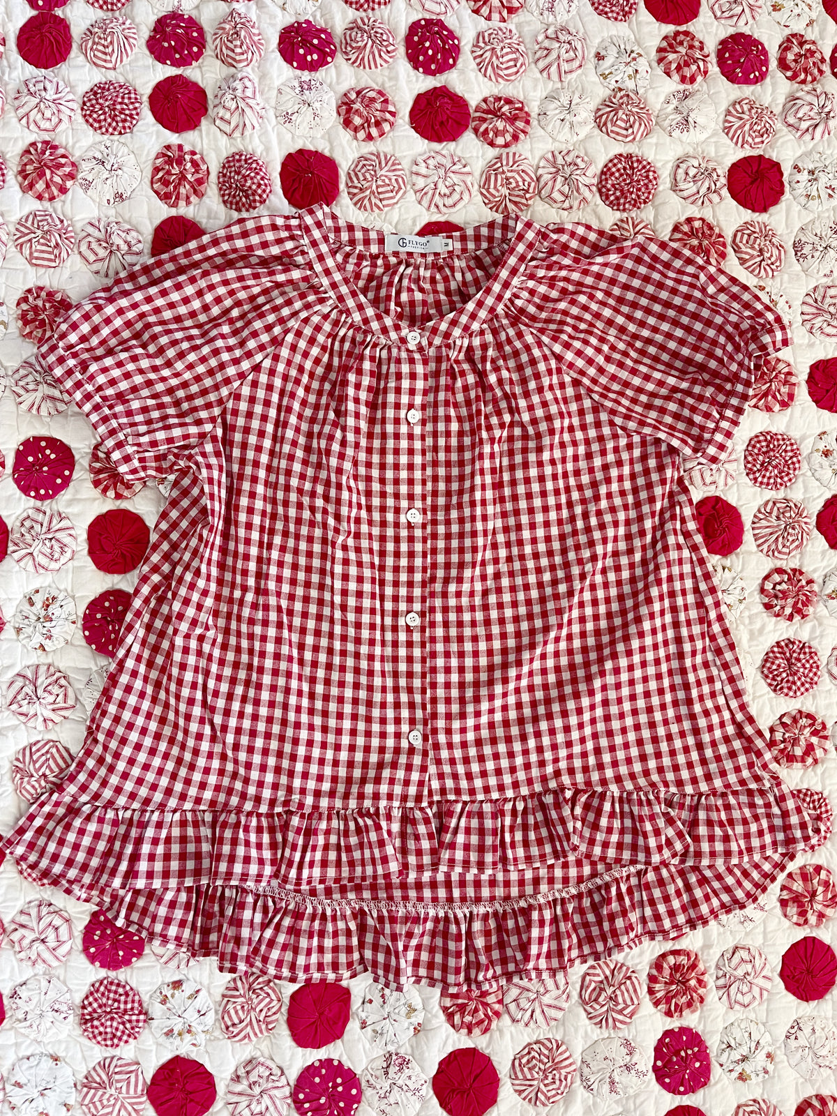 Red Color Gingham Checked Setup