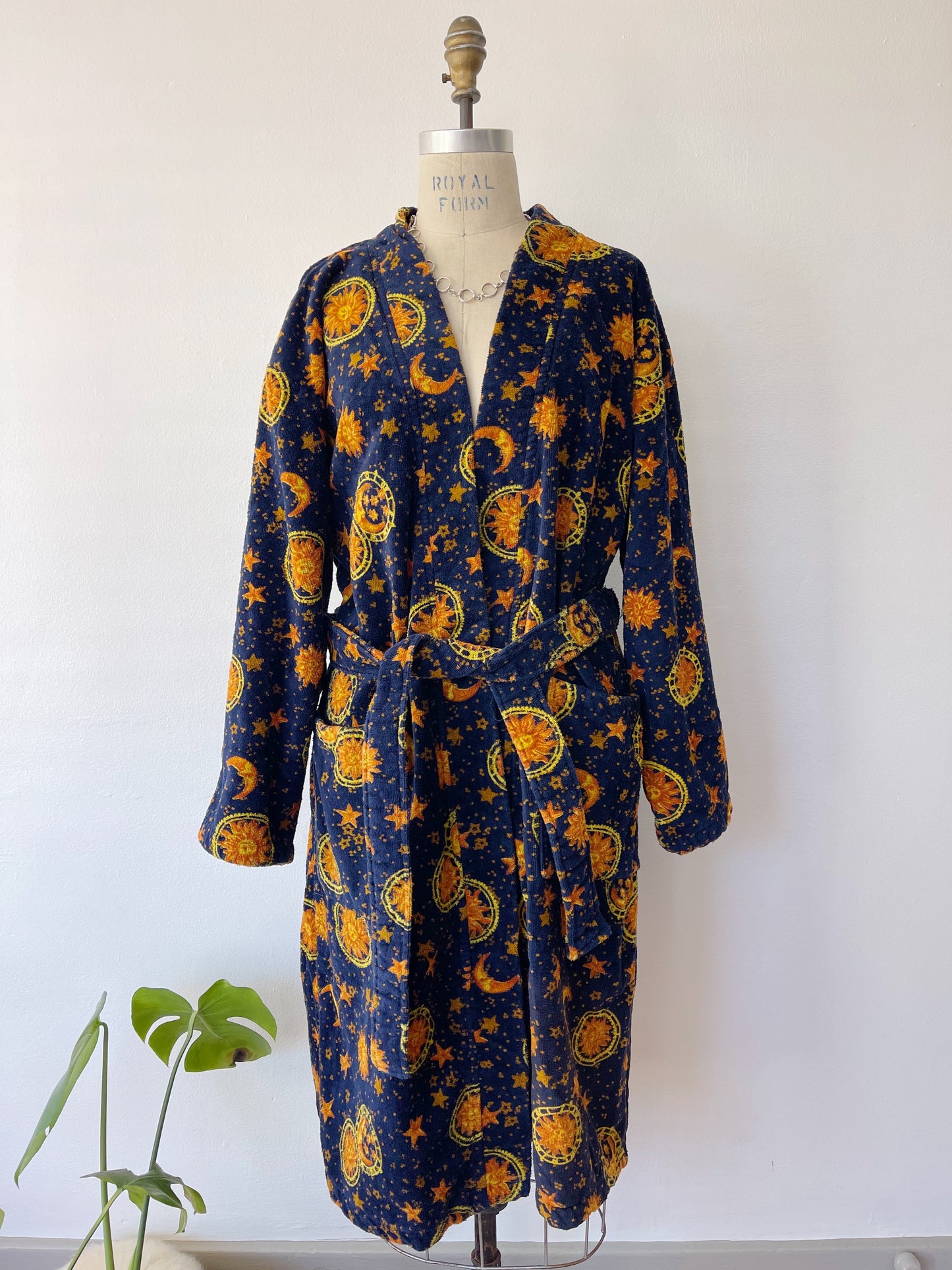 1990s Moon and Sun Cotton Long Robe