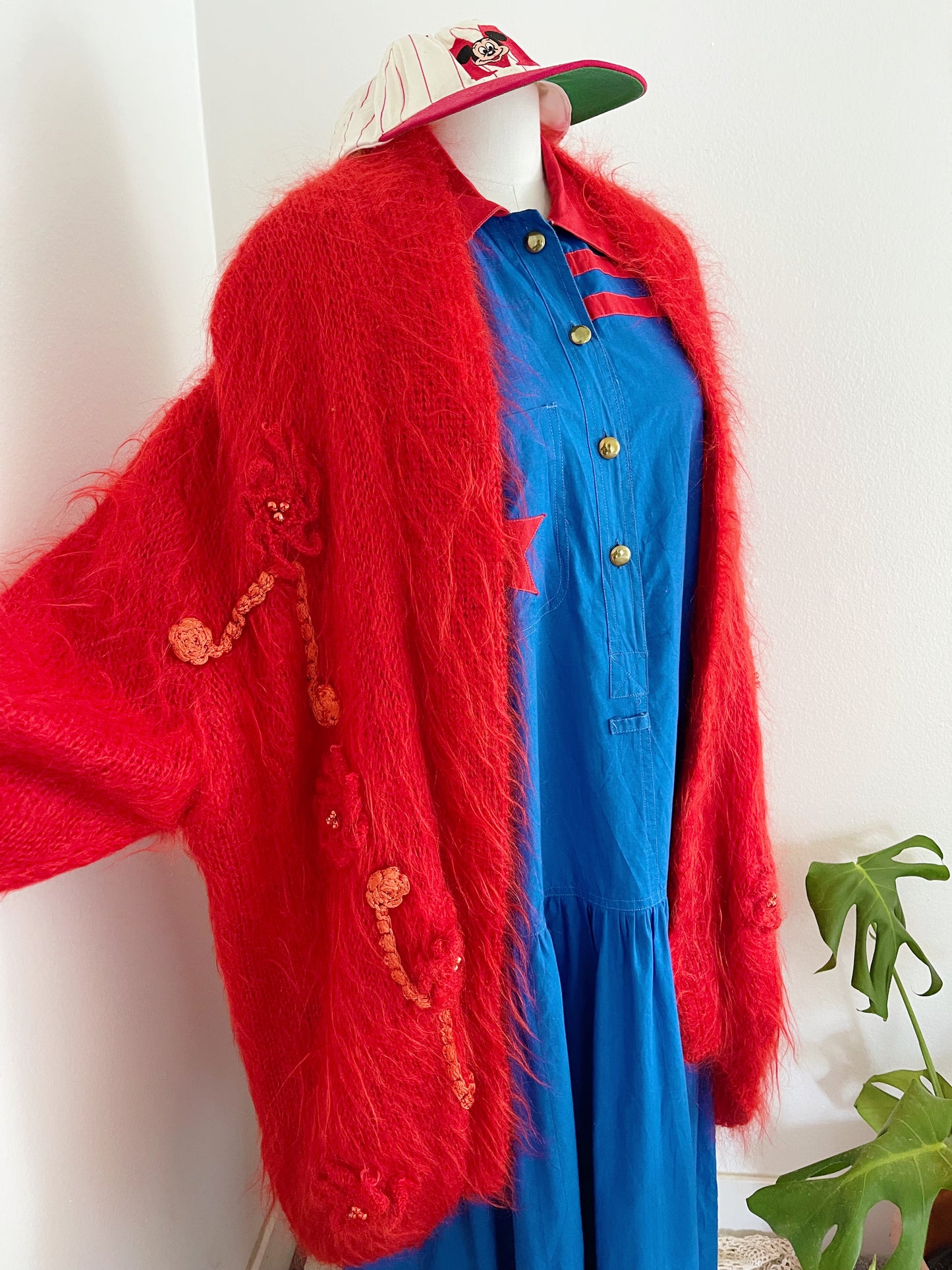 1980’s Blue and Red Ster LongCotton Dress.