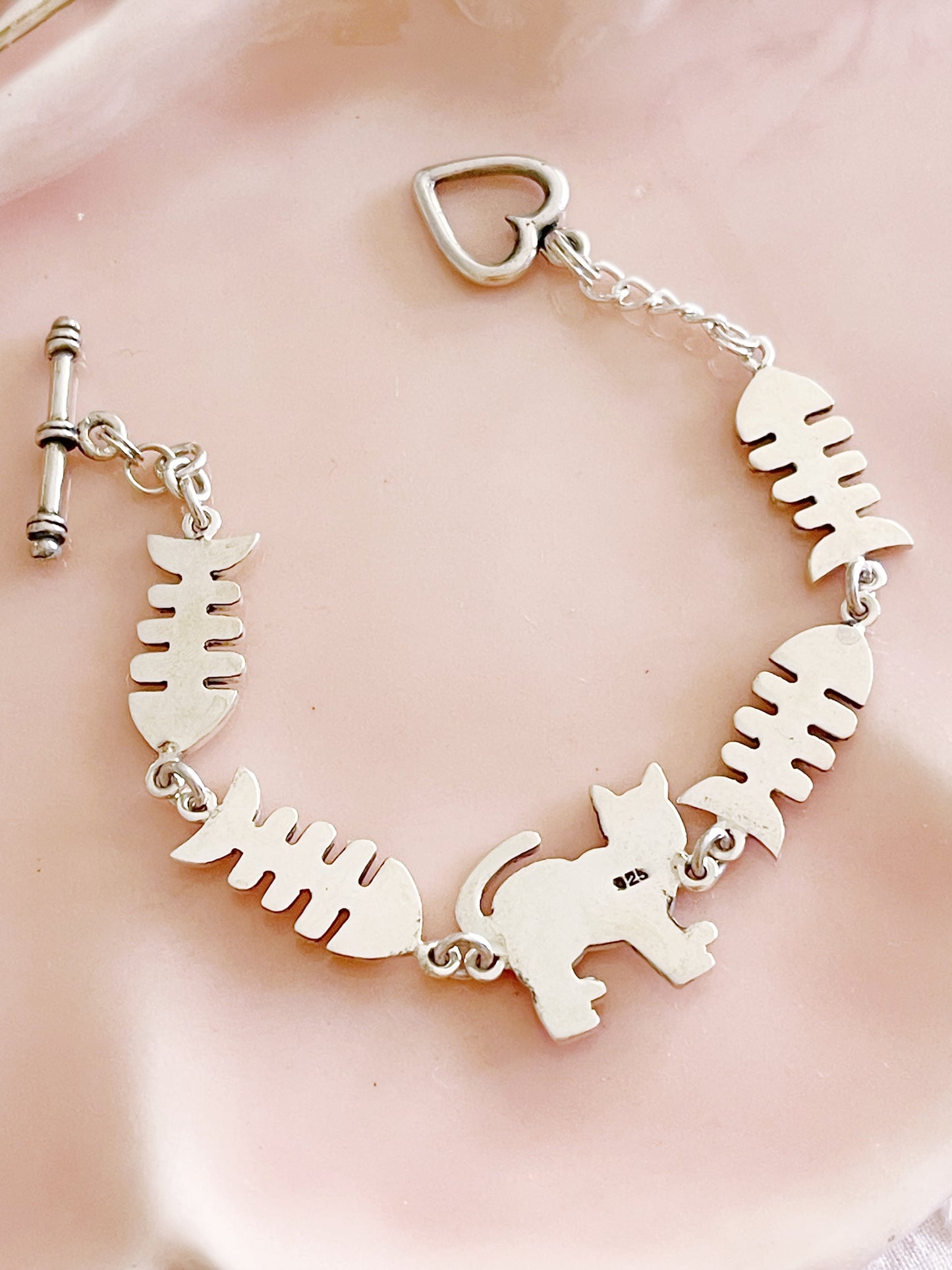 1990‘s Cat and Fish Silver Bracelet.