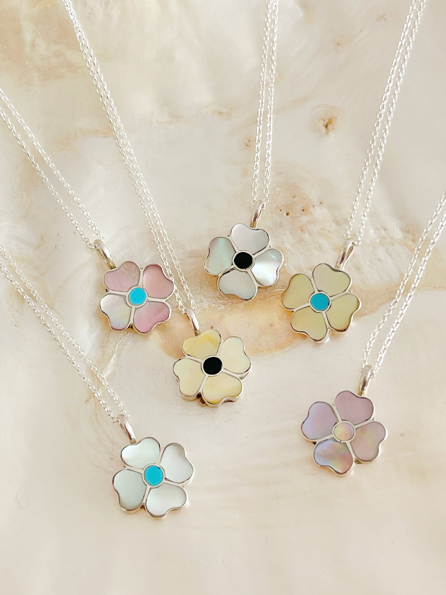 Zuni Flower Inlay Necklace.