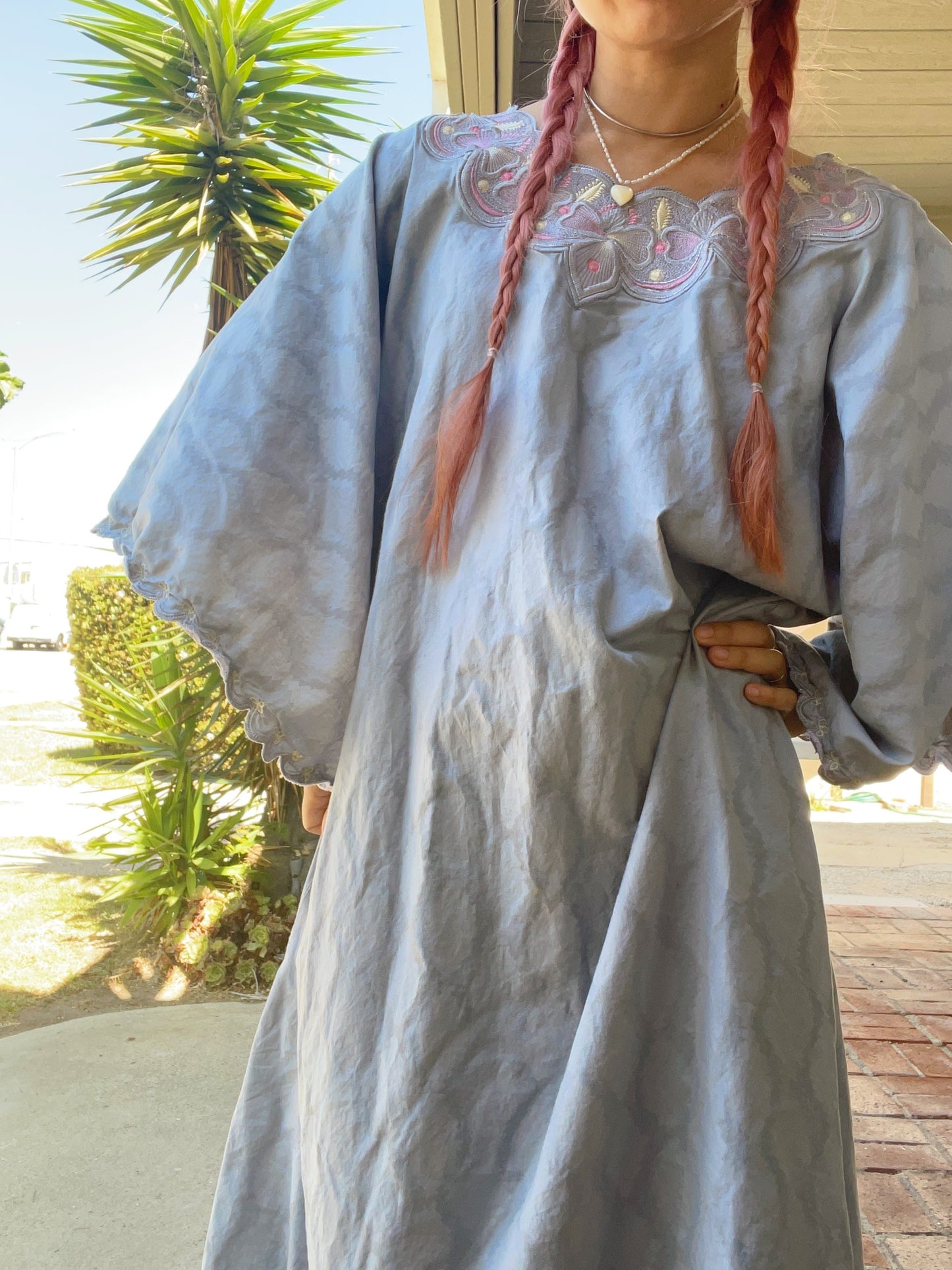 1990s Pail Colored Cotton Dress
