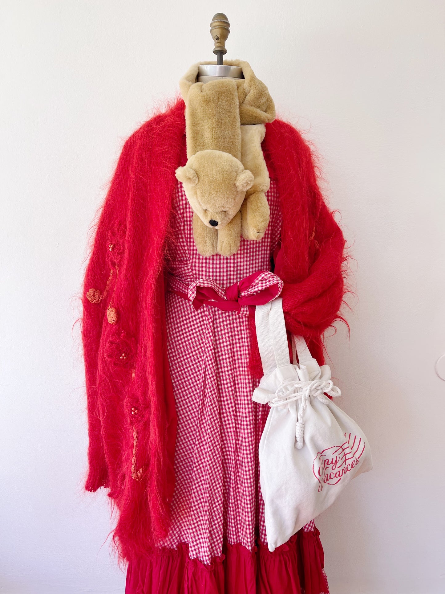 1950s Red Gingham Checked Long Dress