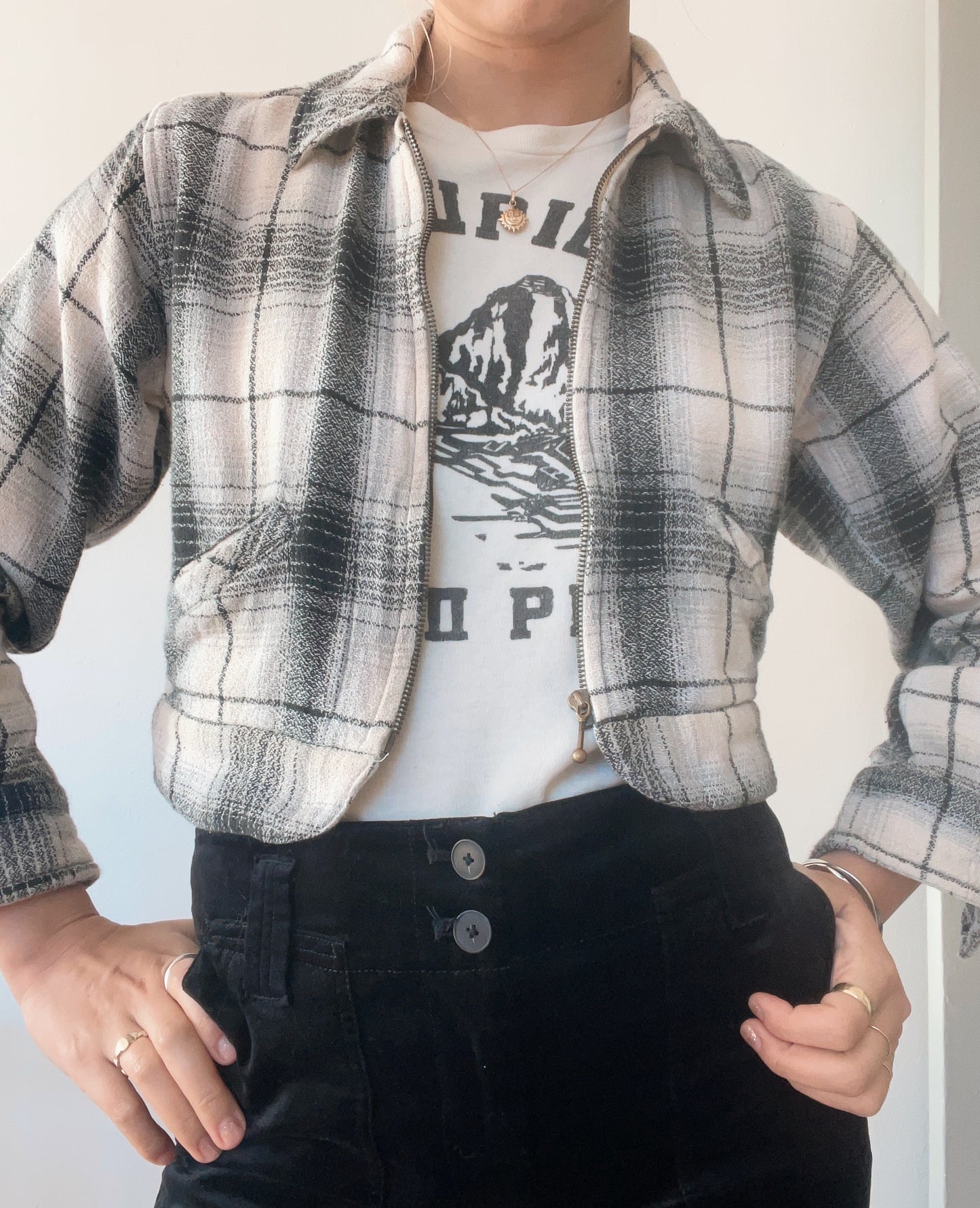 Black and White Plaid Cotton Jacket