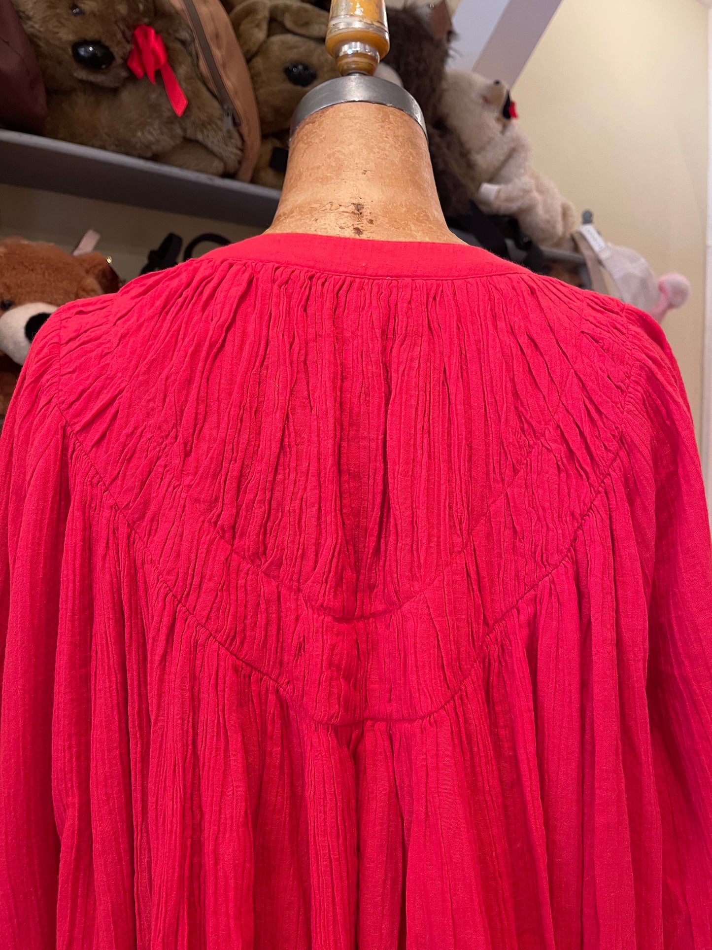 Vintage Cotton Red Tunic Dress