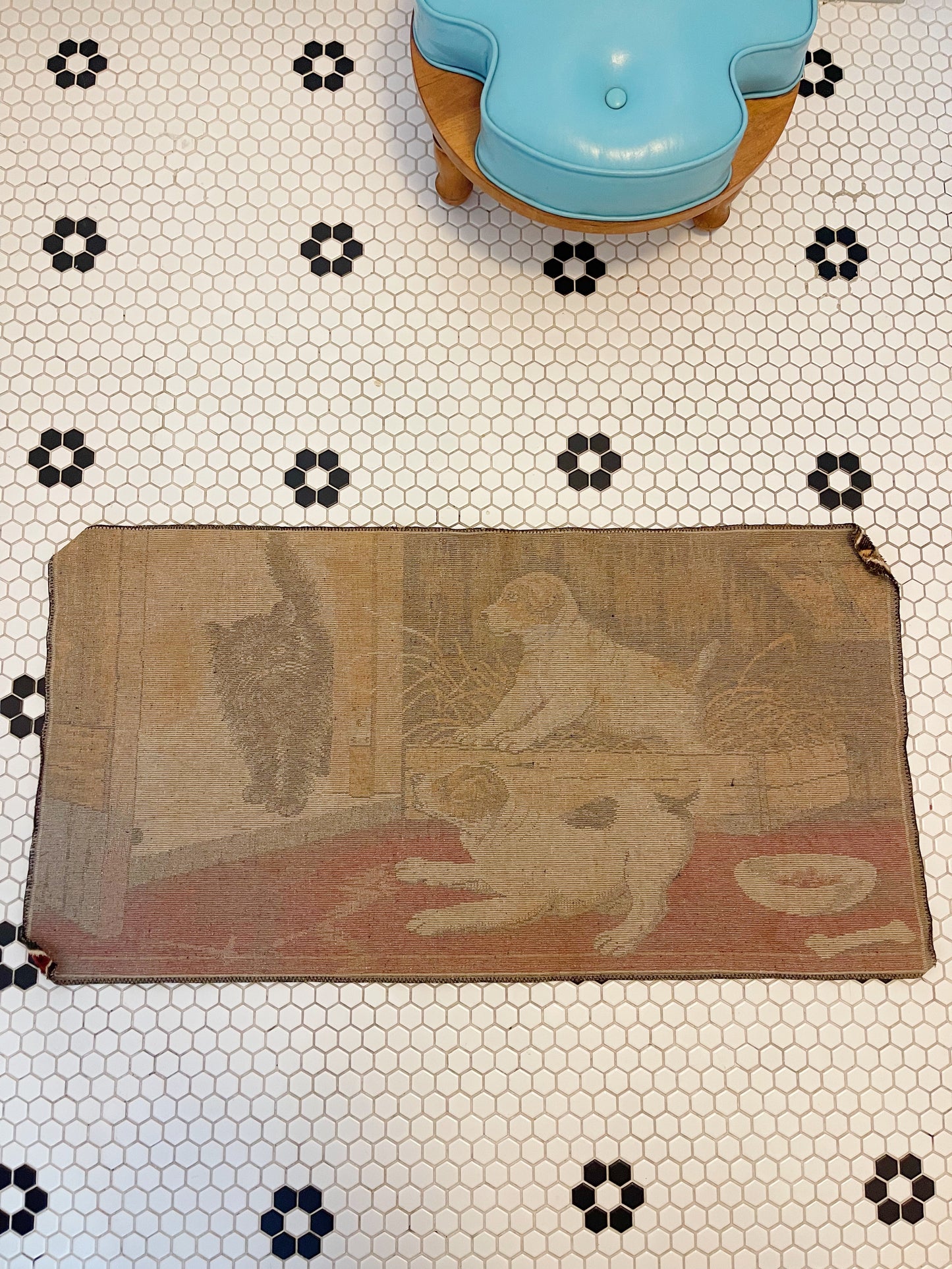 Vintage Cat and Dog Tapestry and Rug