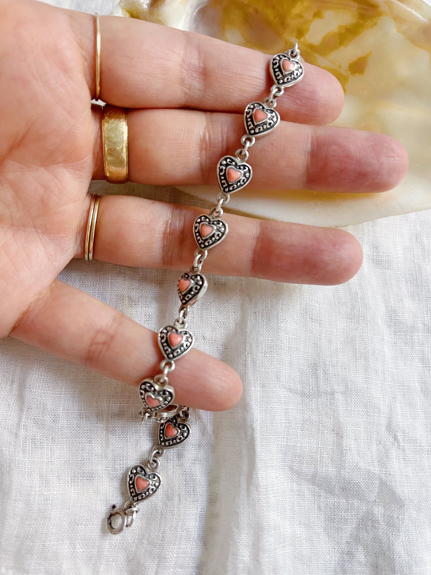 Tiny Heart with Rhodochrosite Bracelet