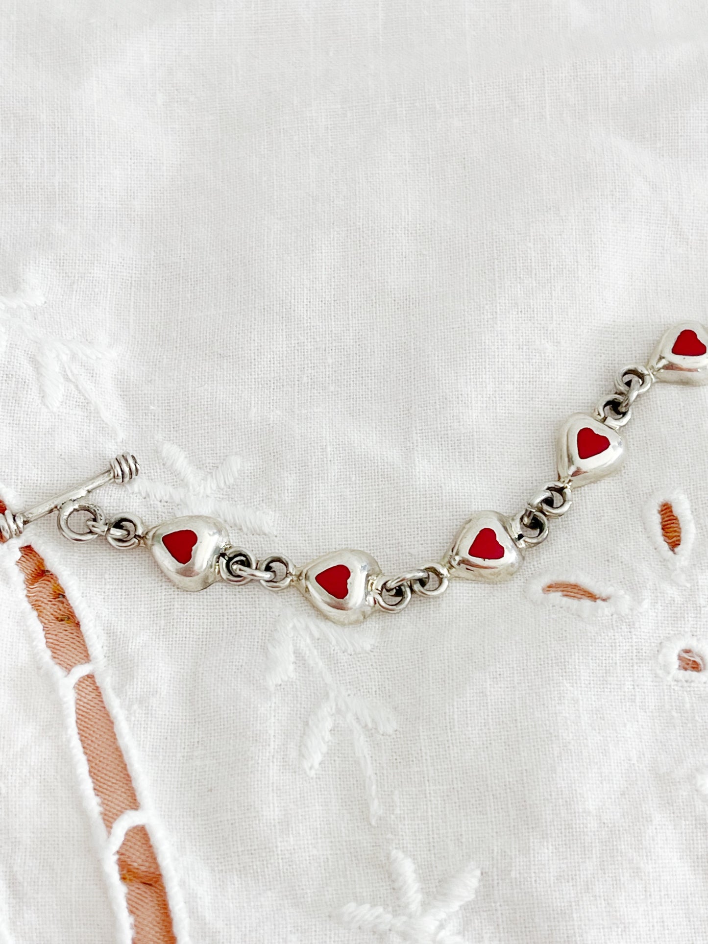 Vintage Tiny Heart Red Jasper Bracelet.