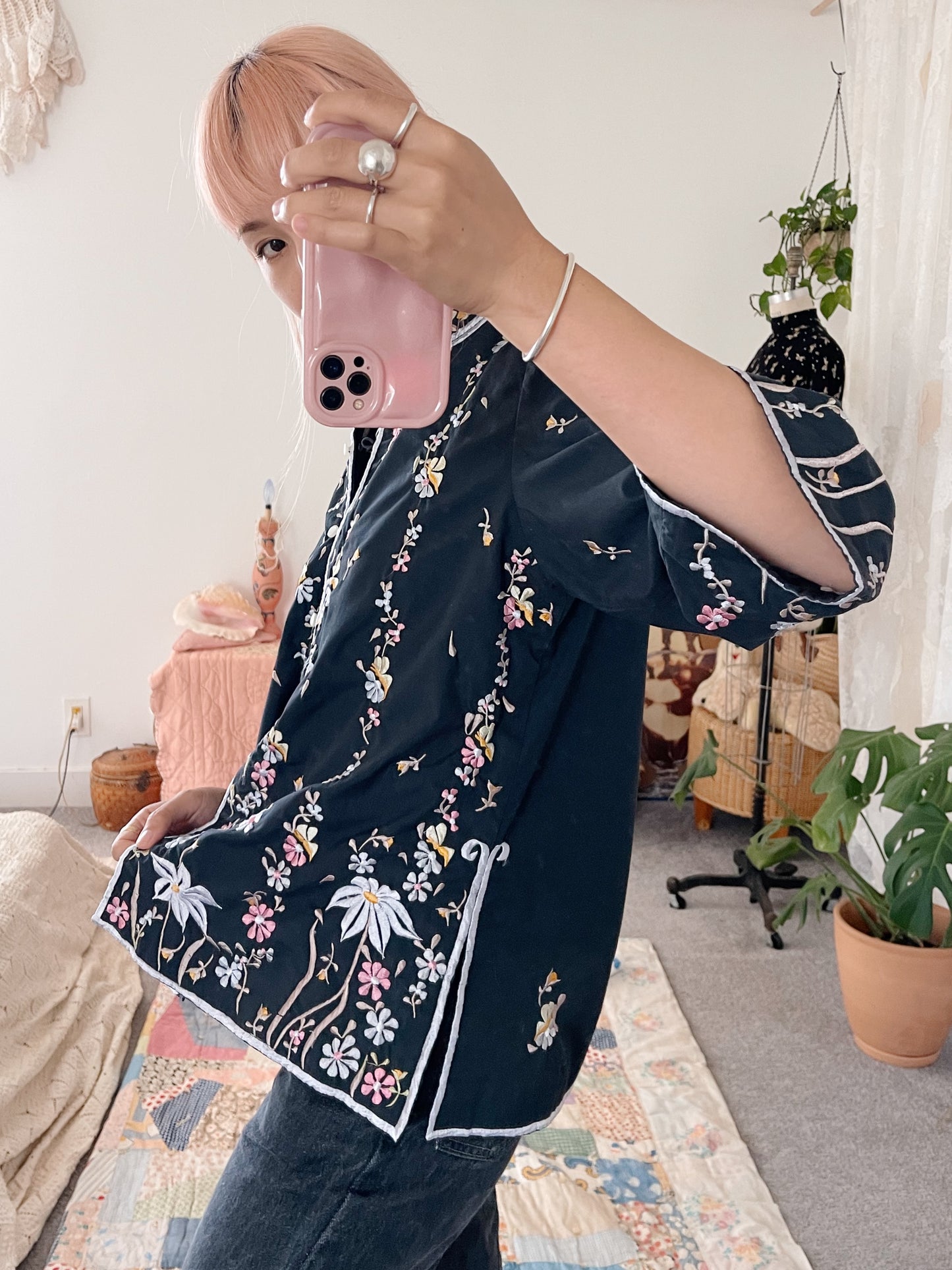 Vintage Embroidered Mandarin Style Jacket