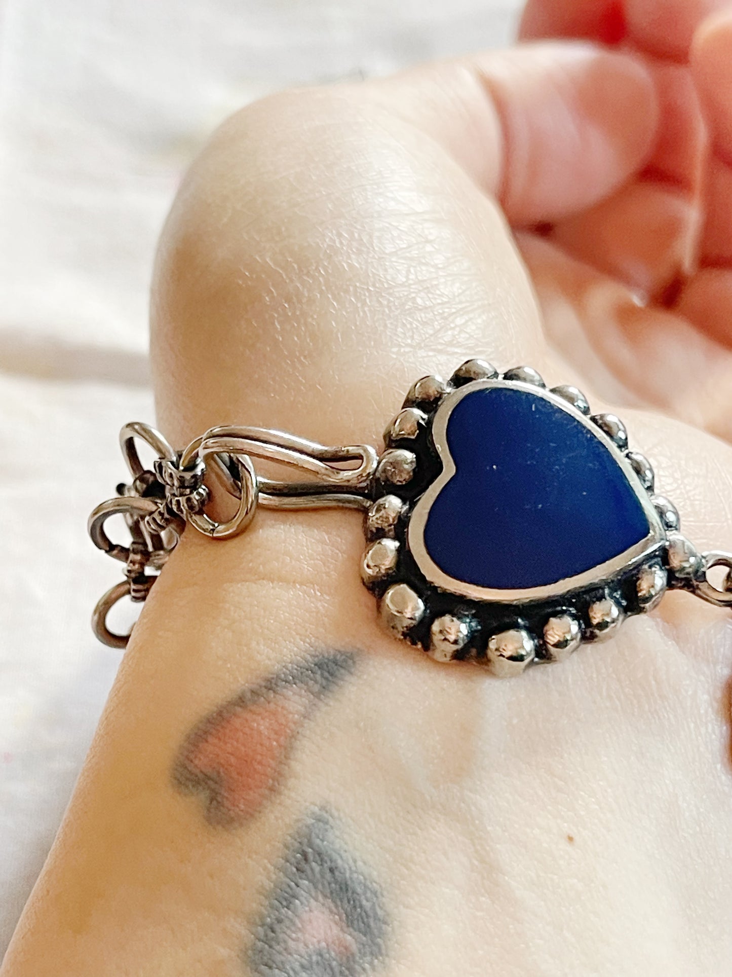 Vintage Enamel Heart Bracelet