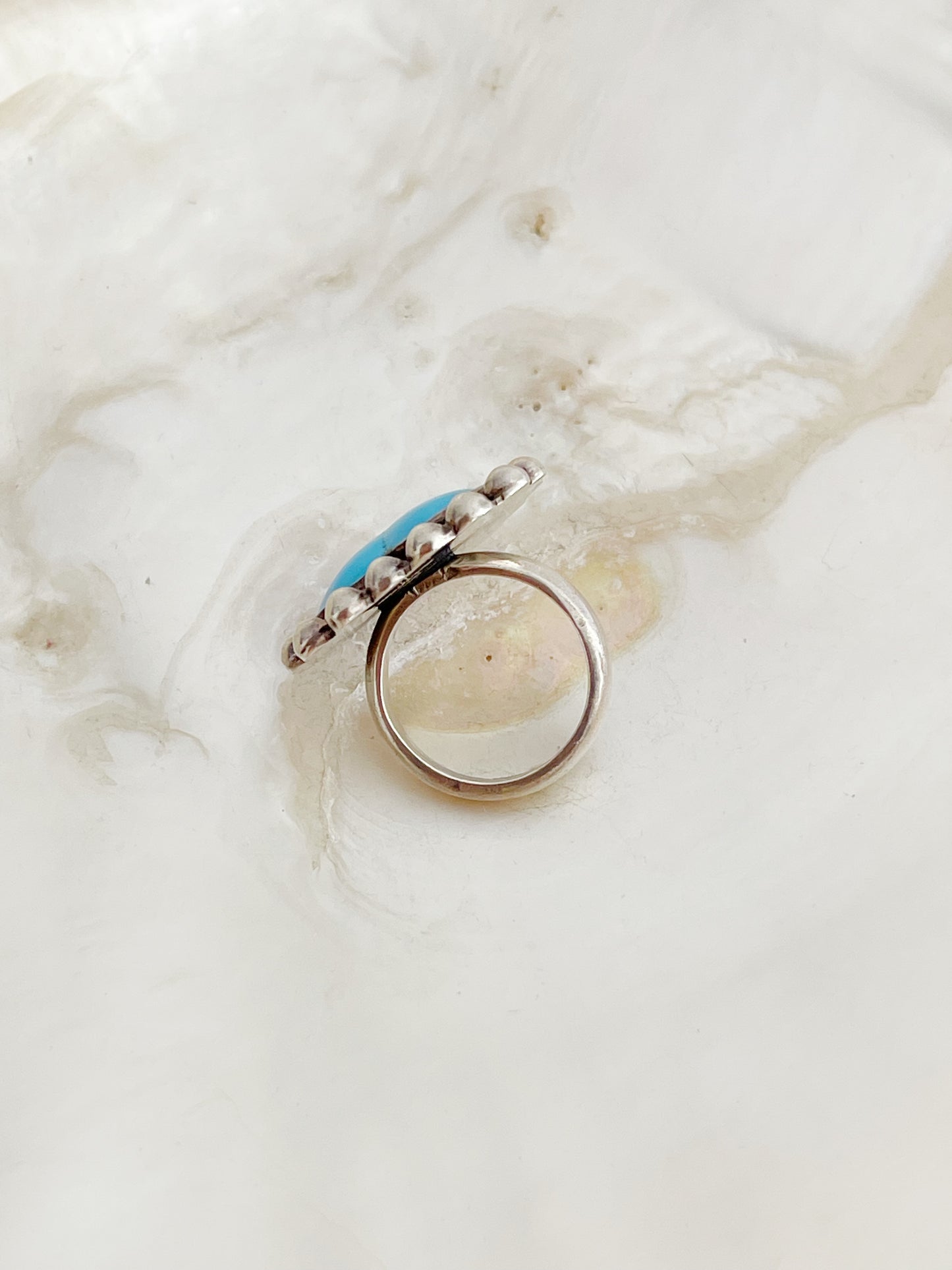 Vintage Turquoise Heart Silver Ring.