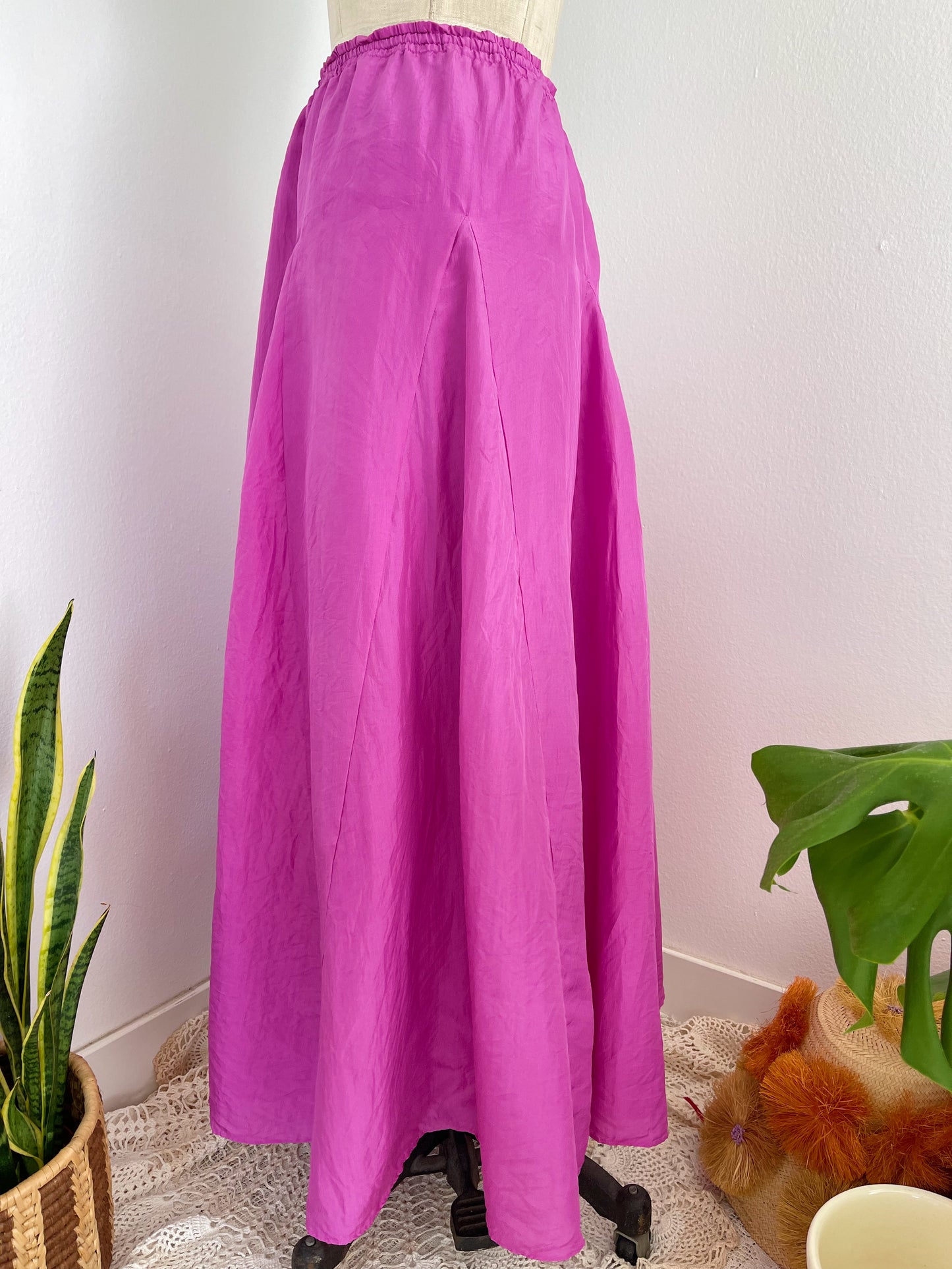 So Cute ! Silk Purple Long Skirt.