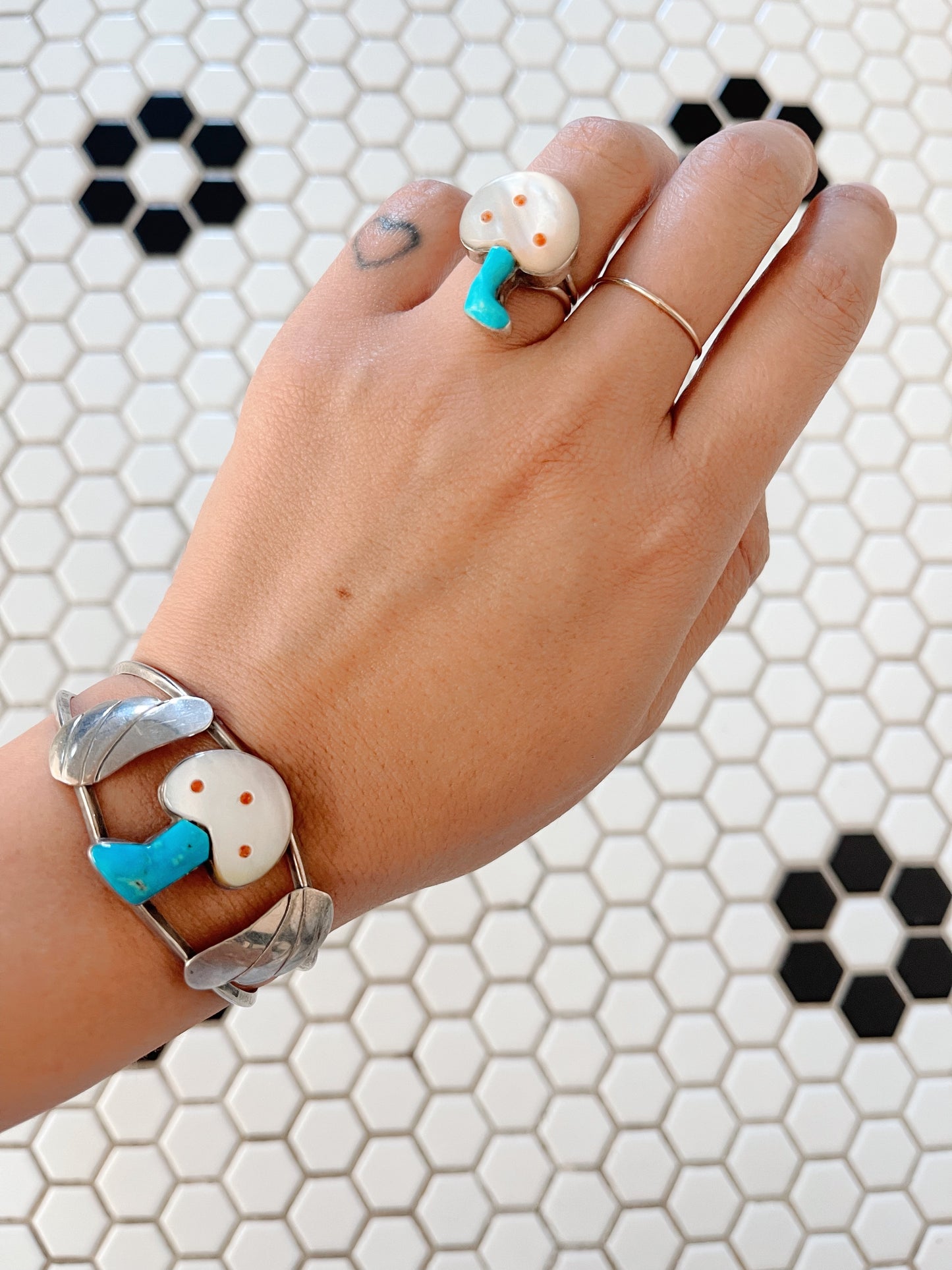 Vintage Zuni Mushroom Cuff Bangle
