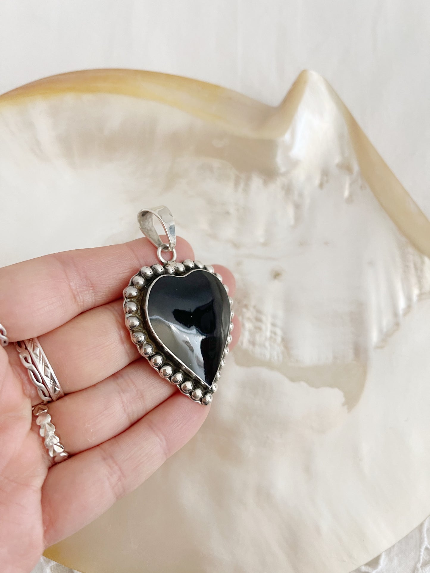 1980’s Onyx Heart Pendant Top.