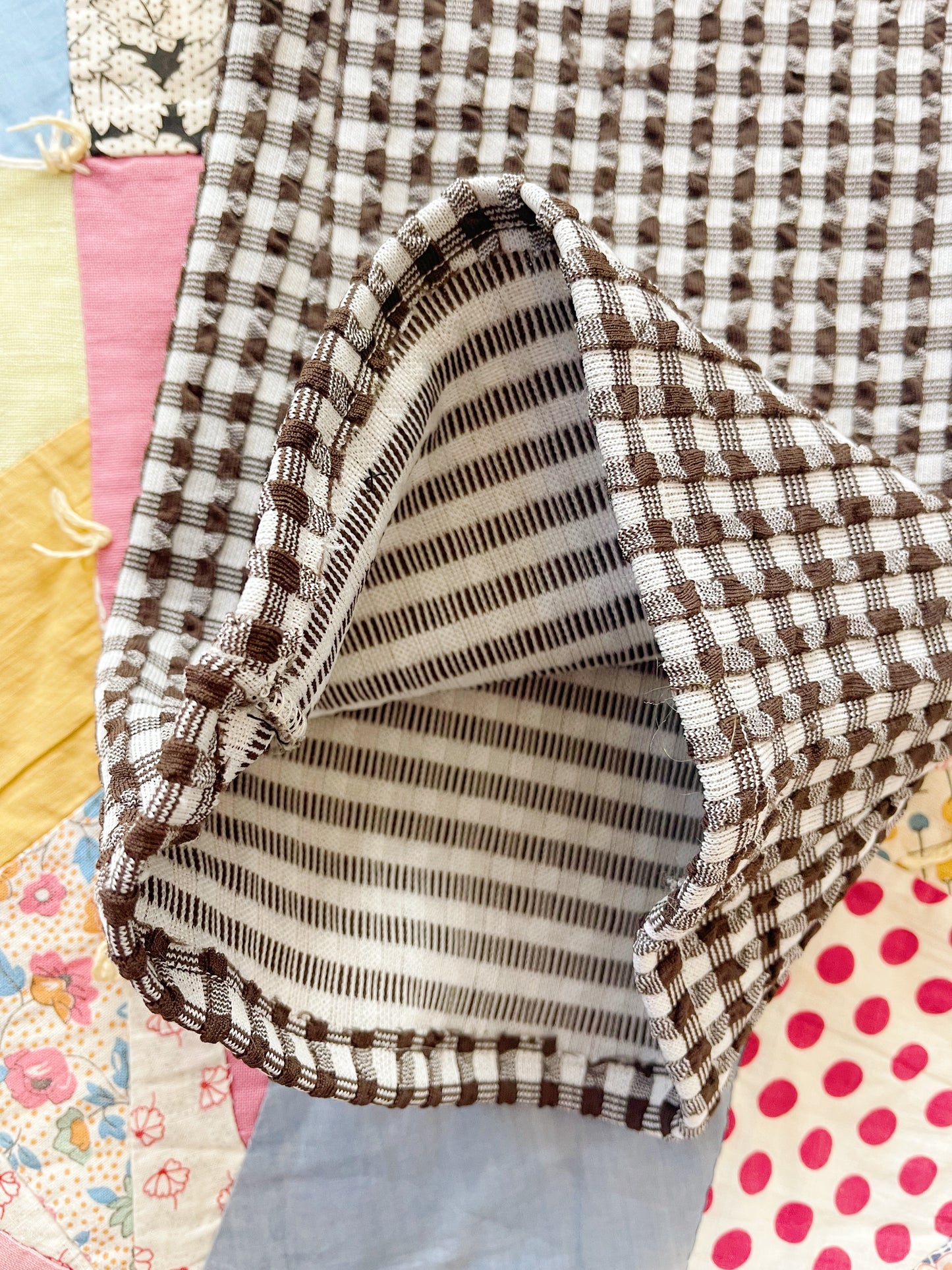 1970s Brown and White Checked Flare Pants