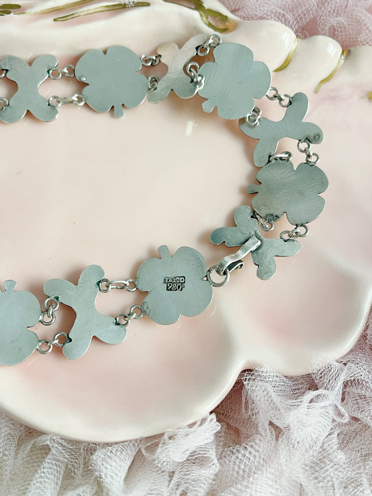 Vintage 1950s Flowers Silver 980 Necklace