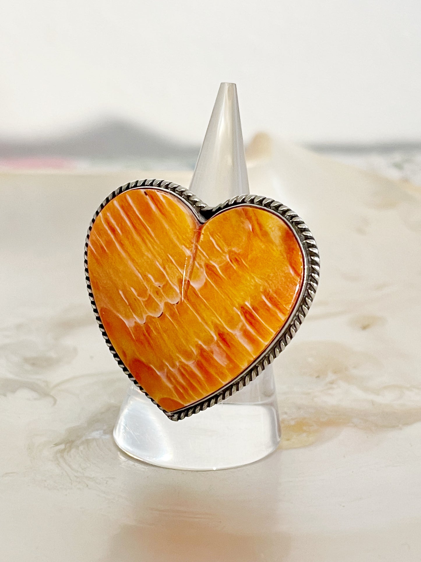 Navajo Spiny Oyster Large Heart Ring.