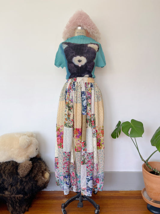 Vintage Patchworks Flower Maxi Skirt