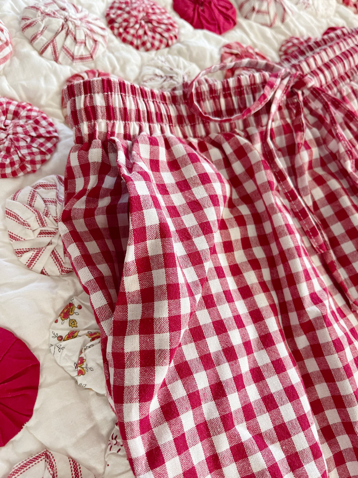 Red Color Gingham Checked Setup