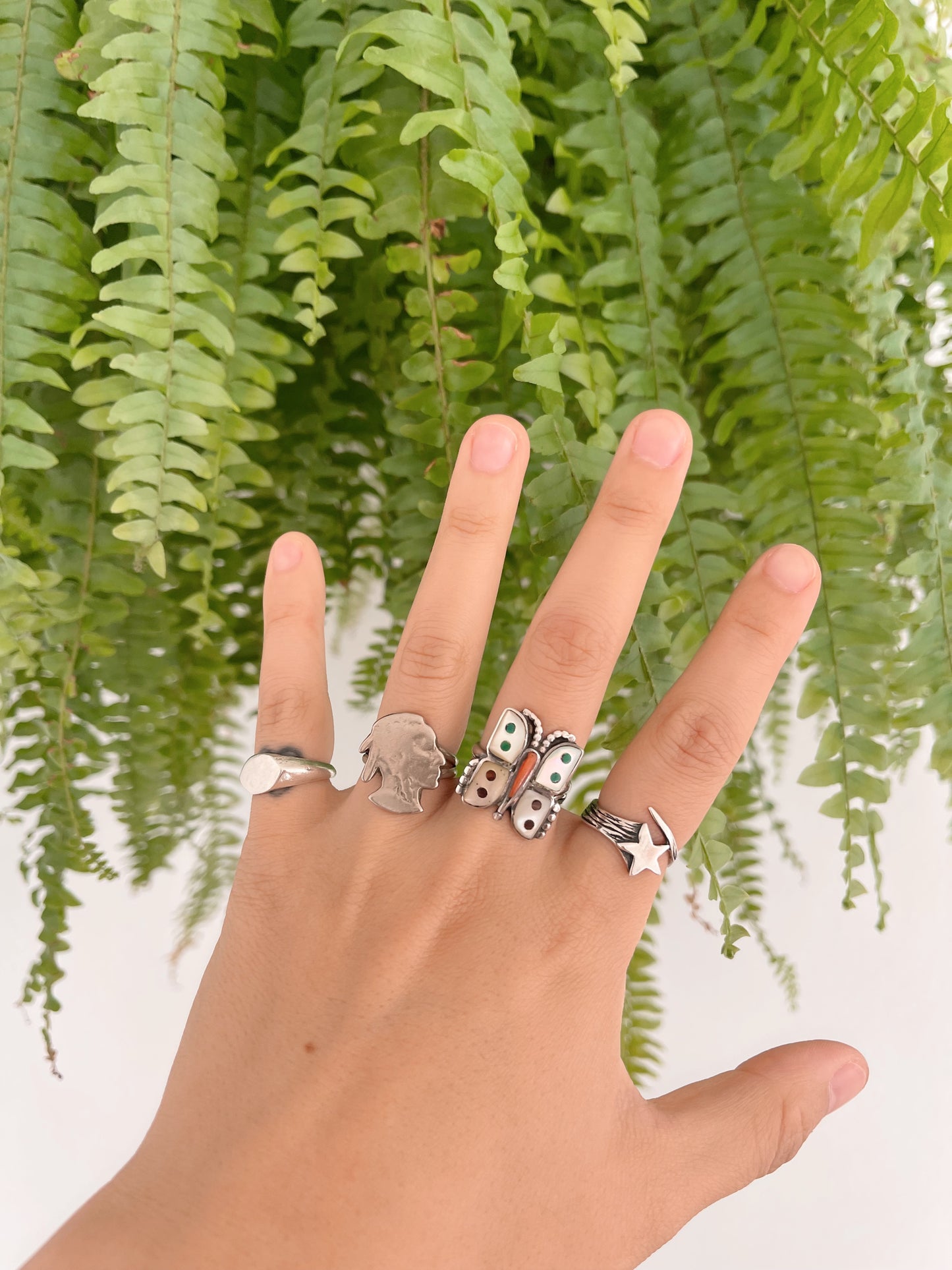 Vintage Navajo Sterling Side Face Ring.