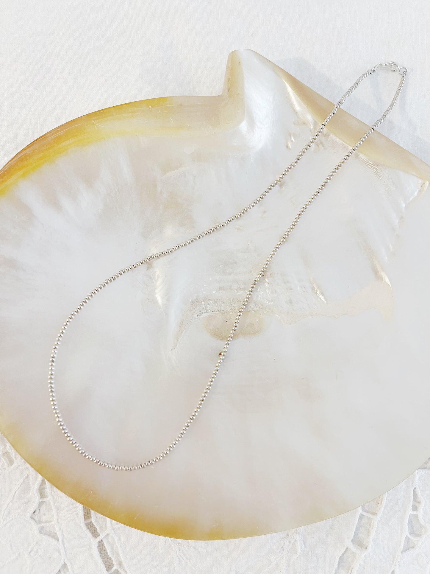 Navajo Shiny Micro Pearl Necklace 2mm 20 inc.