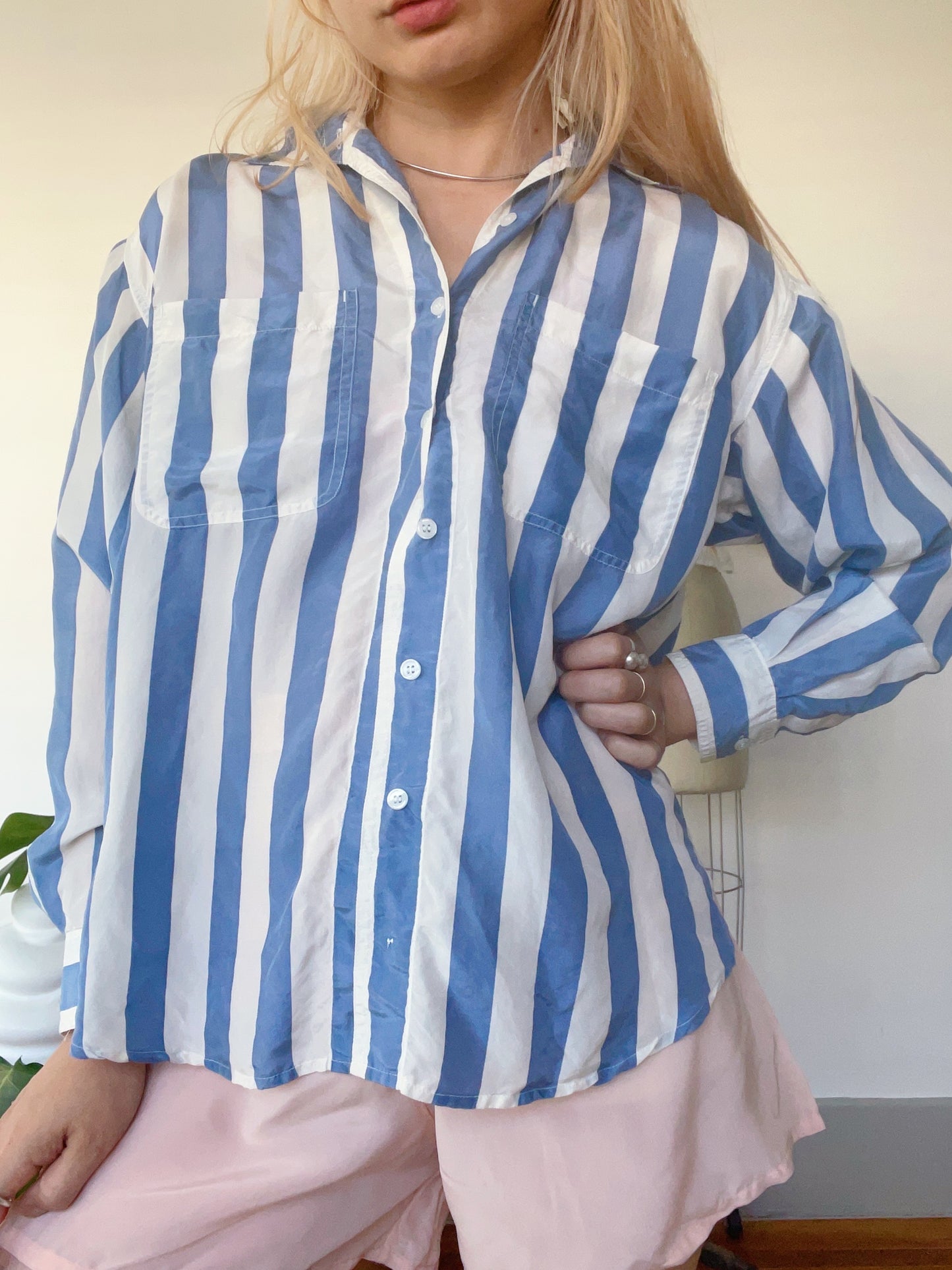 1990s Striped Silk Shirt