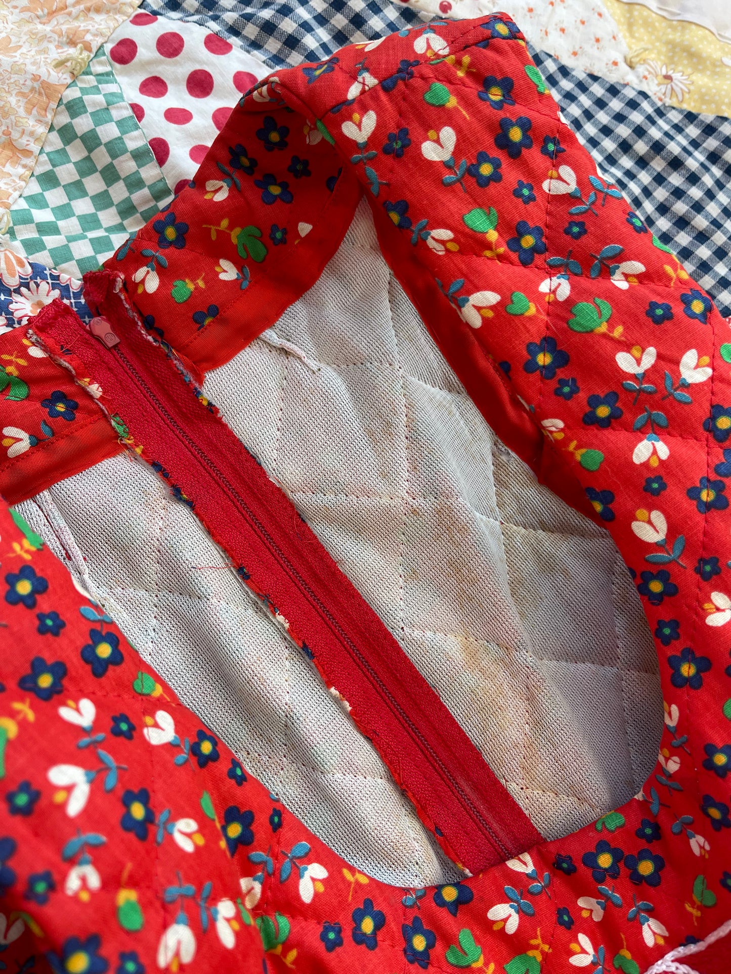 1970s Patched Quilting Long Dress