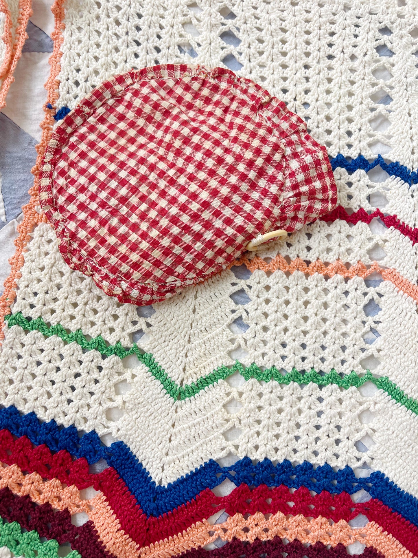 Vintage Crochet Apron with Lovely Patches