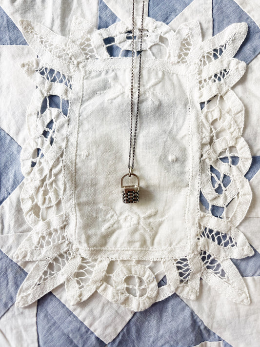 Vintage Sterling Silver Basket Charm Pendant