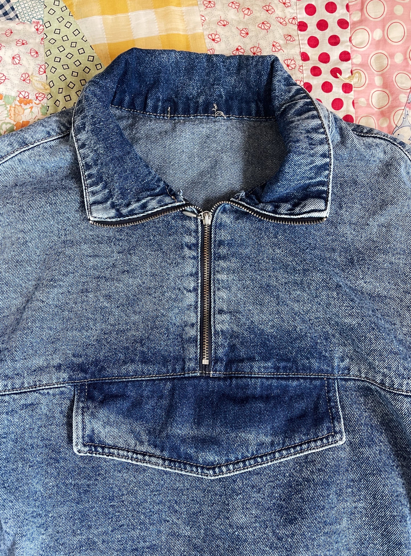 Cotton Denim Pullover Tops