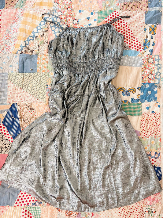 Metallic Silver Camisole Dress