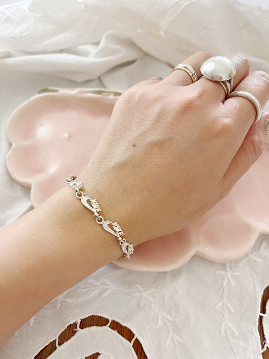 Vintage Bootleg NIKE Tiny Charm Silver Bracelet