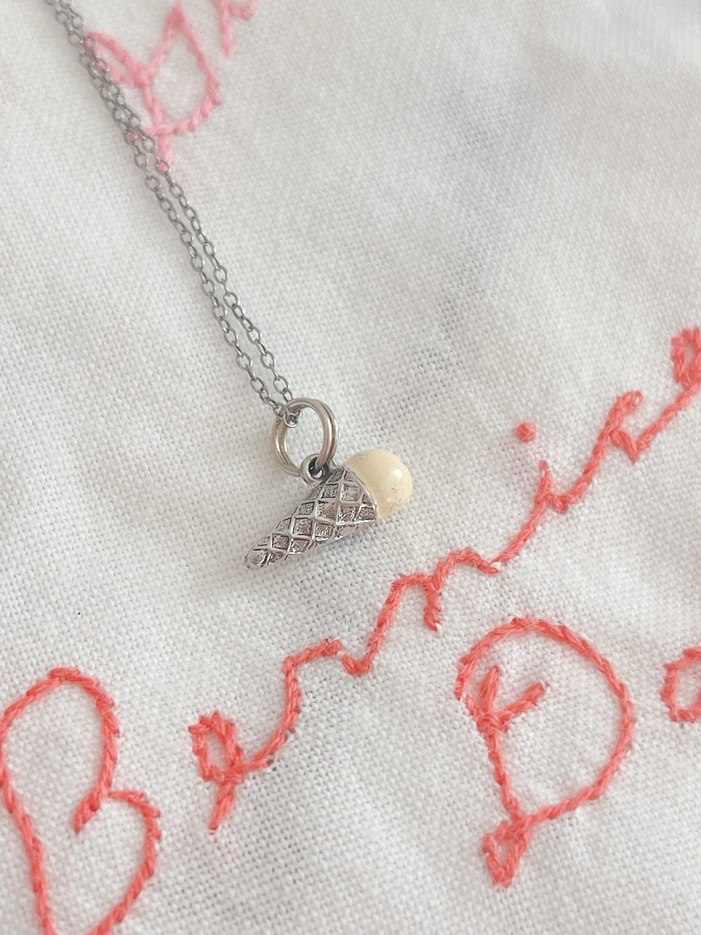 Tiny Ice Cream Silver Necklace