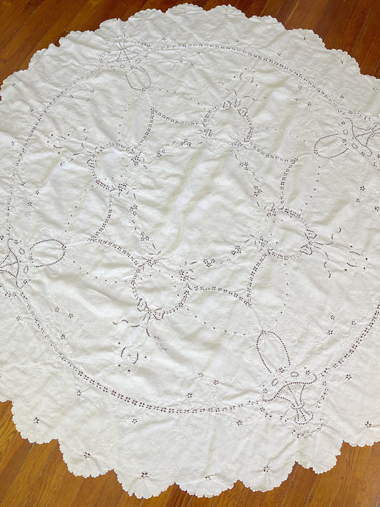 French Antique Linen Tablecloth
