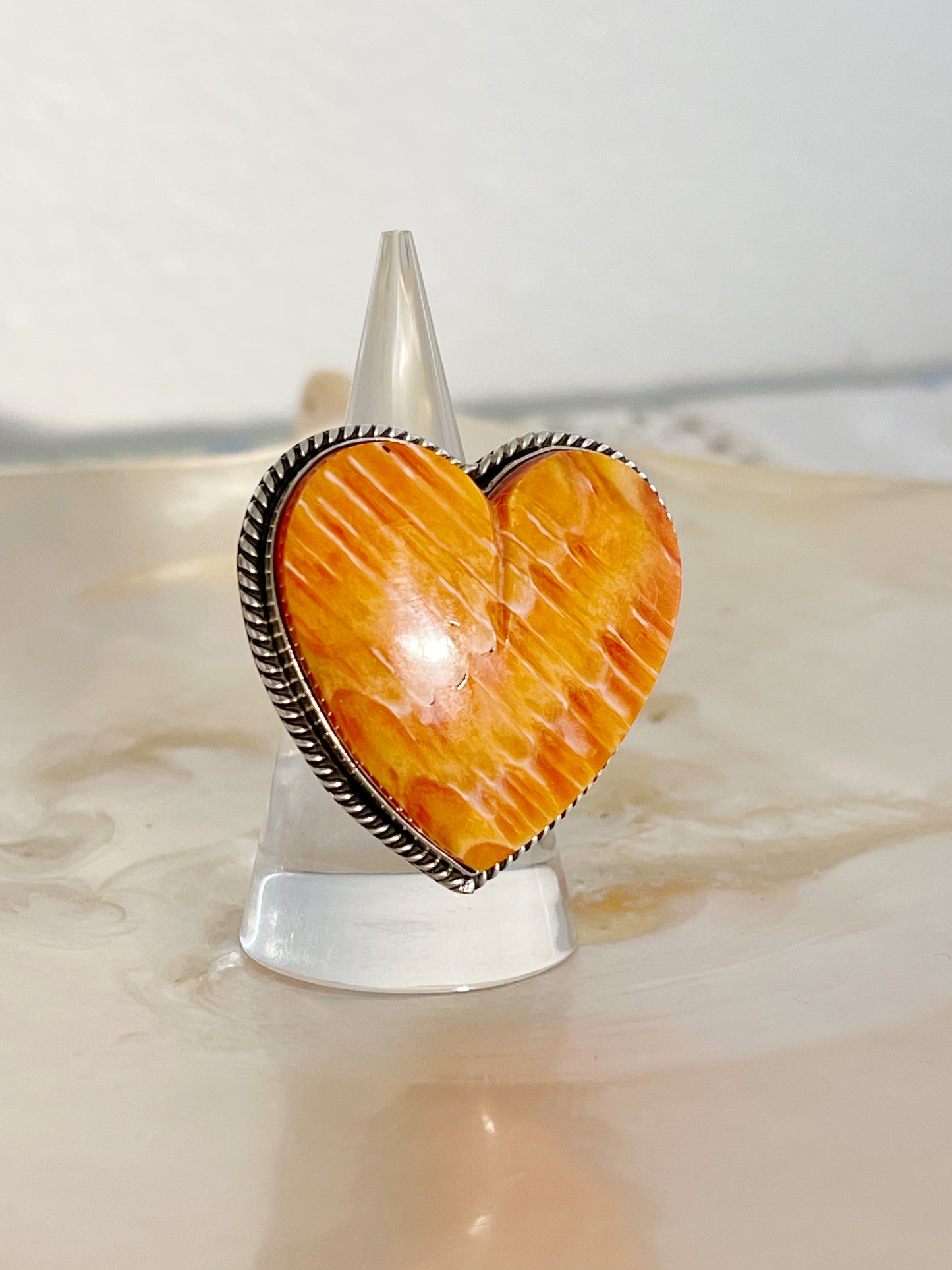 Navajo Spiny Oyster Large Heart Ring.