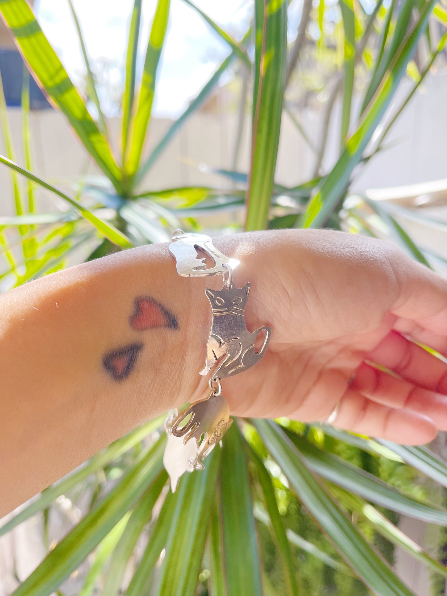 1990‘s Cats Sterling Silver Bracelet.